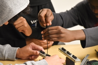 Pathways students building robots at Yale Funboticcs